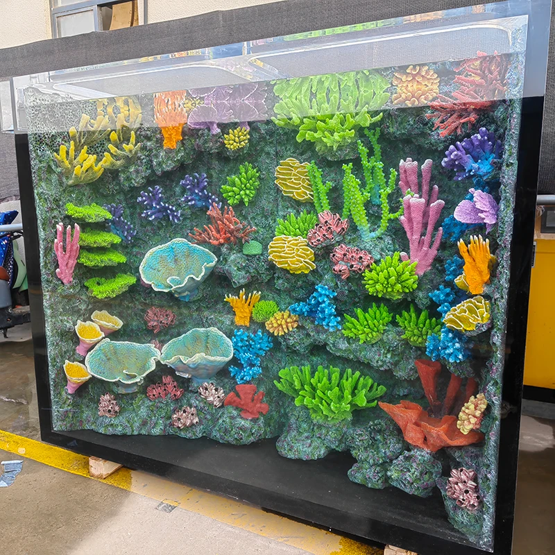 Wholesale beautiful landscape coral reef aquariums transparent large acrylic fish tank