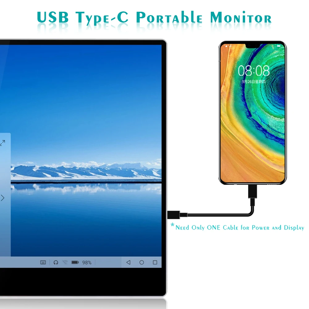 Sibolan newest design small size 13.3 inch touch screen portable monitor full function USB type c for laptop PC PS5