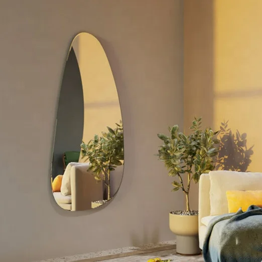 Wholesale modern cheap decorative wall mirror irregular wall mounted frameless big long full body dressing wall mirror miroir