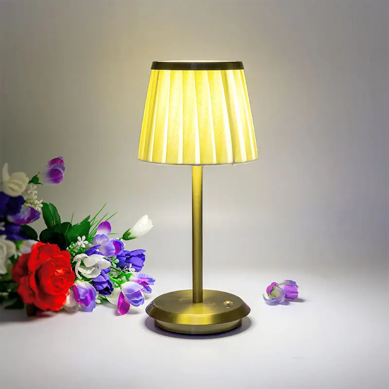 LED Cordless Charging Lamps Fabric Lampshade Led Lights Indoor Reading Night Light Lamps for Bedroom Living Room Led Table Lamp