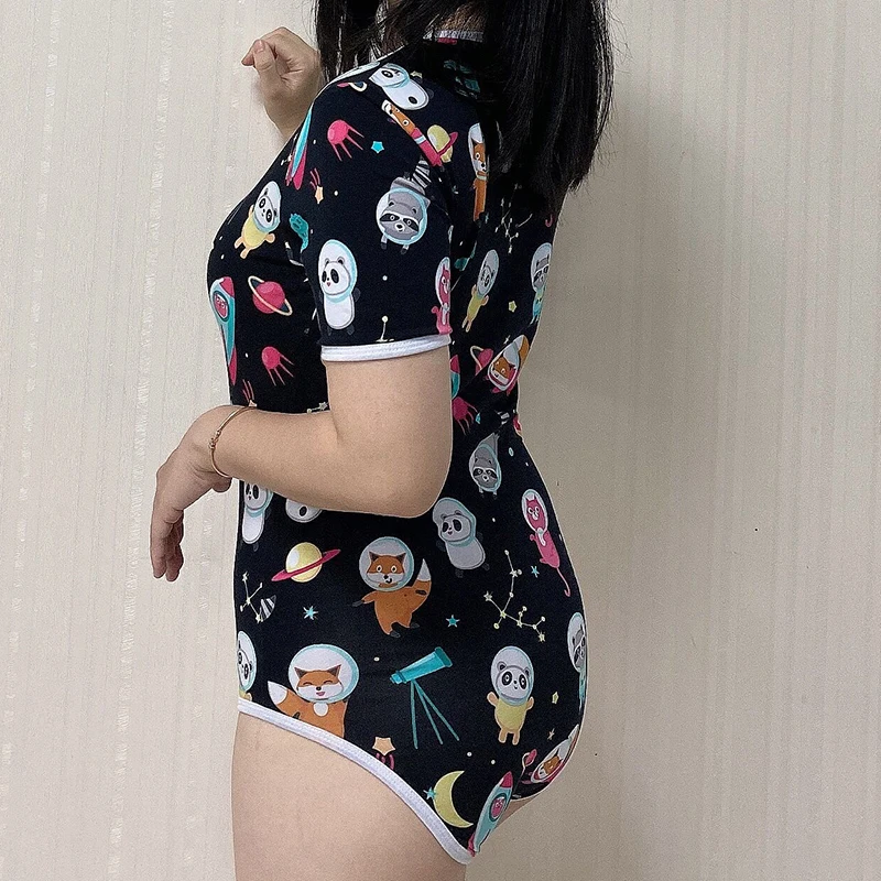 2022 Wholesale Valentines Day ABDL Onesie For Women Space Pattern Pajamas