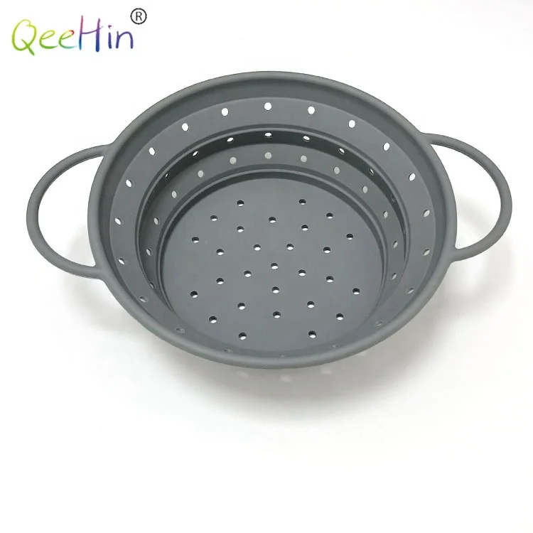 Reusable non-stick foldable colander strainer basket silicone strainers kitchen steamer basket