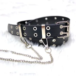 New Design Wide Waistband Double Grommet Hole Buckle Leather Belt Female Male Waist Strap Belts for Women Men Jeans