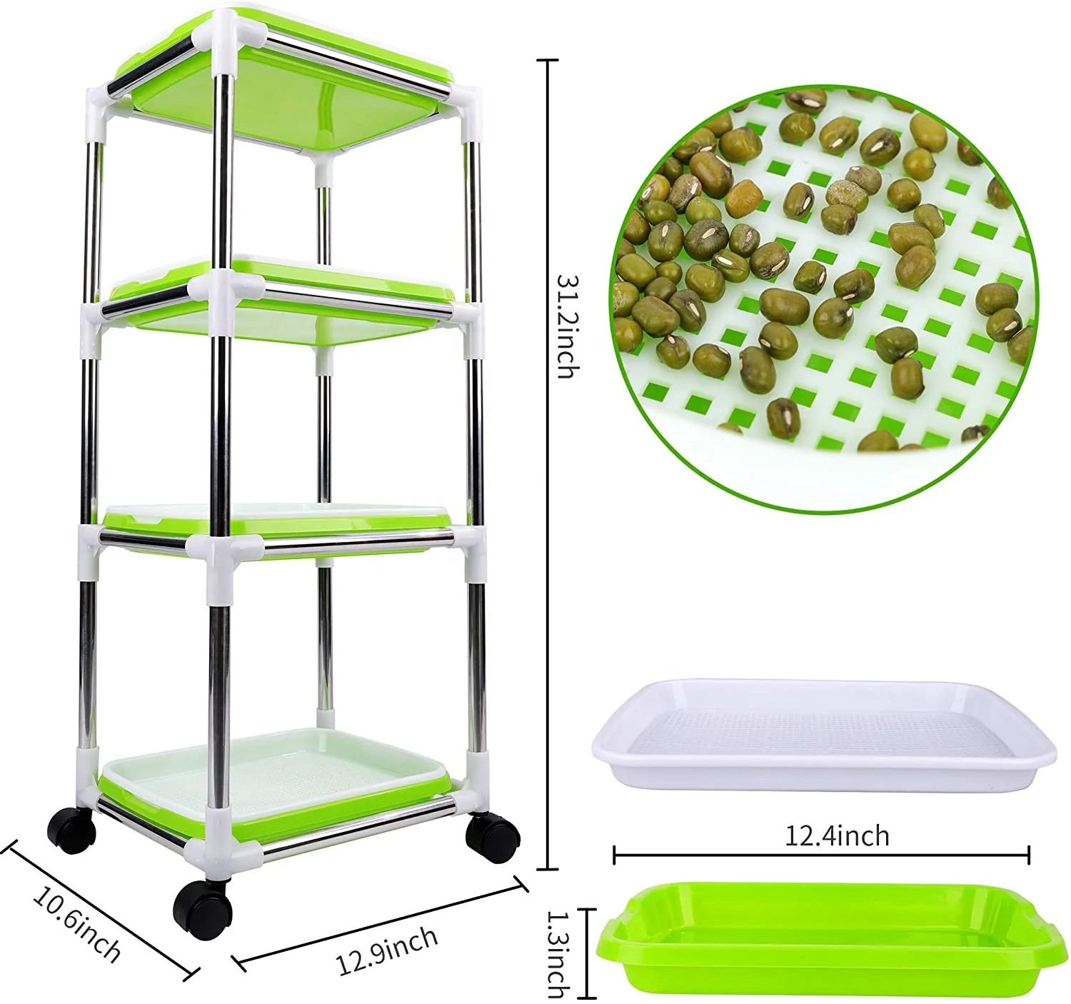 Лидер продаж Четырехслойный Набор для выращивания растений Microgreen Superfood с высококачественной стойкой