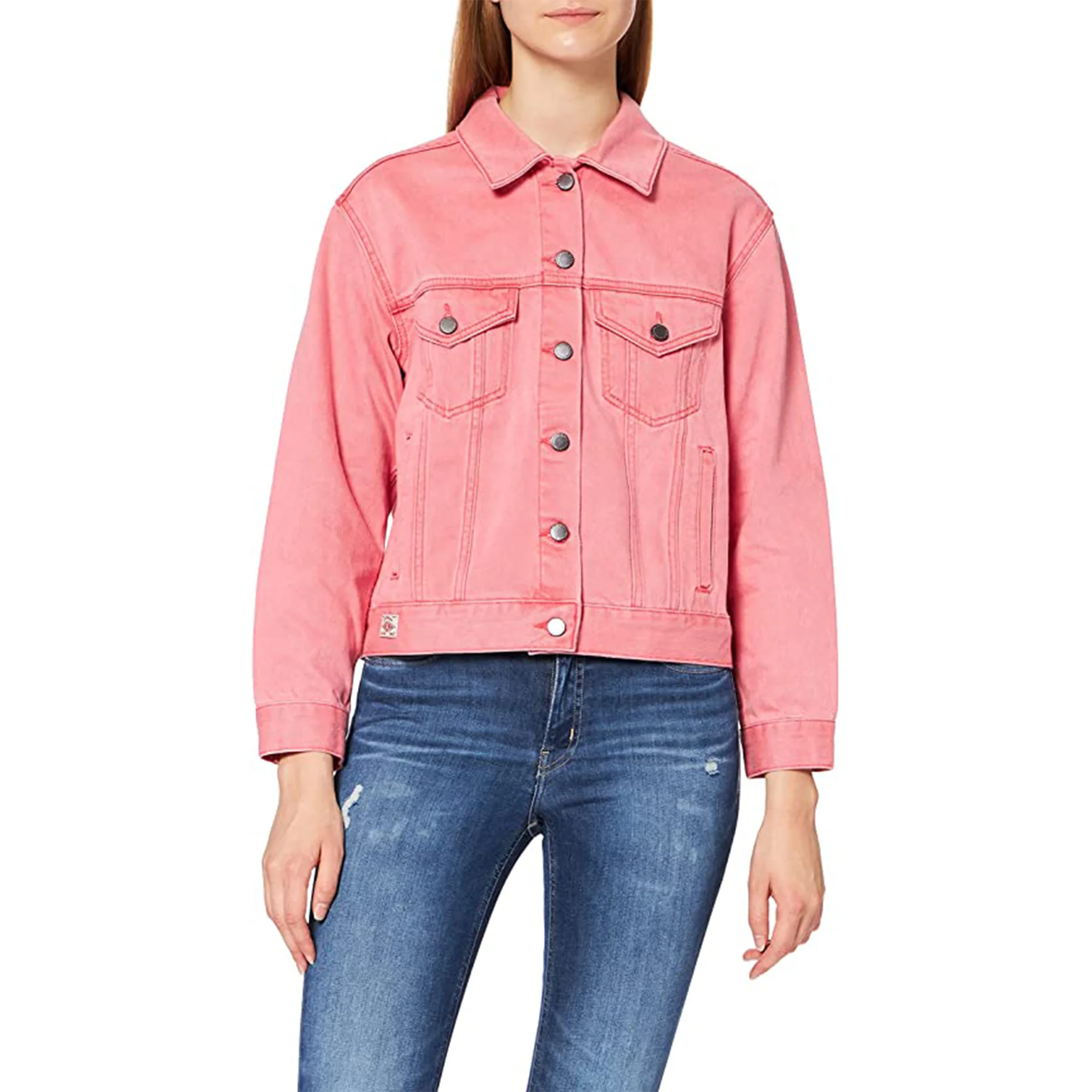 Pink windproof waterproof quick dry comfortable denim jacket for women