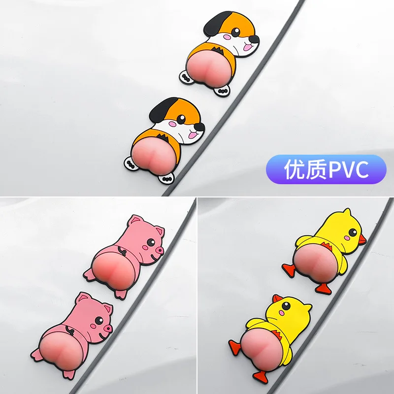 HWA OEM Custom Cute Soft PVC Silicone Crashproof Reflective Car Stickers Accessories 3D Decoration Door Mirror Handle Sticker