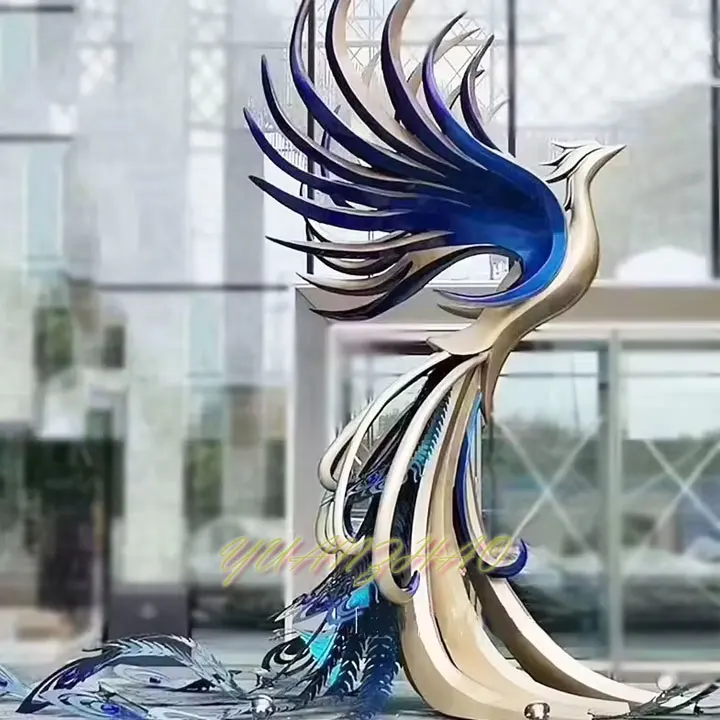 New Design Garden Large Decorative Decoration Metal Animal Stainless Steel Peacock Statue