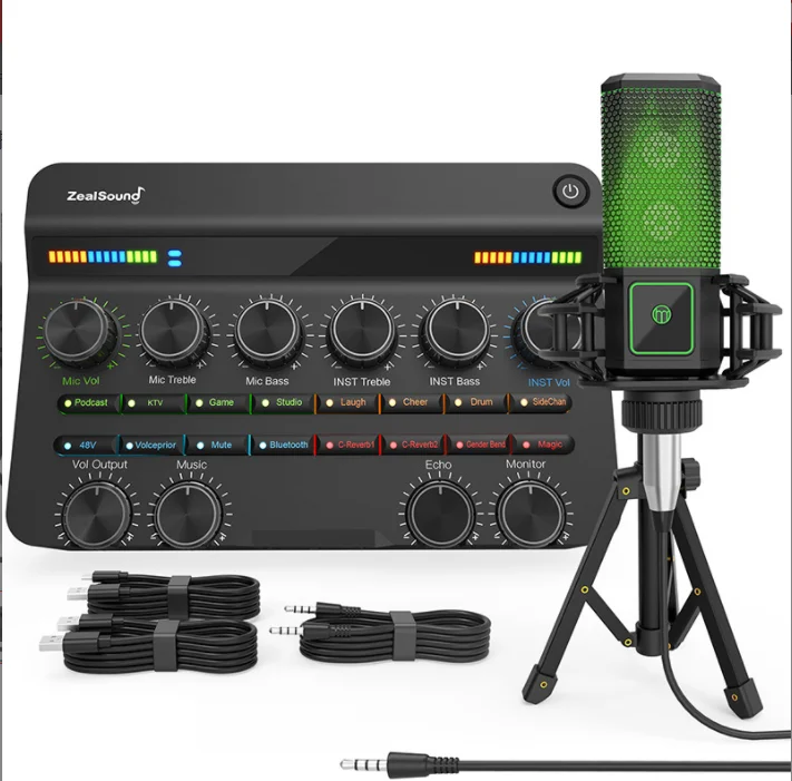 High quality Professional Condenser Studio equipment Microphone With sound cards kit for live stream and vlog