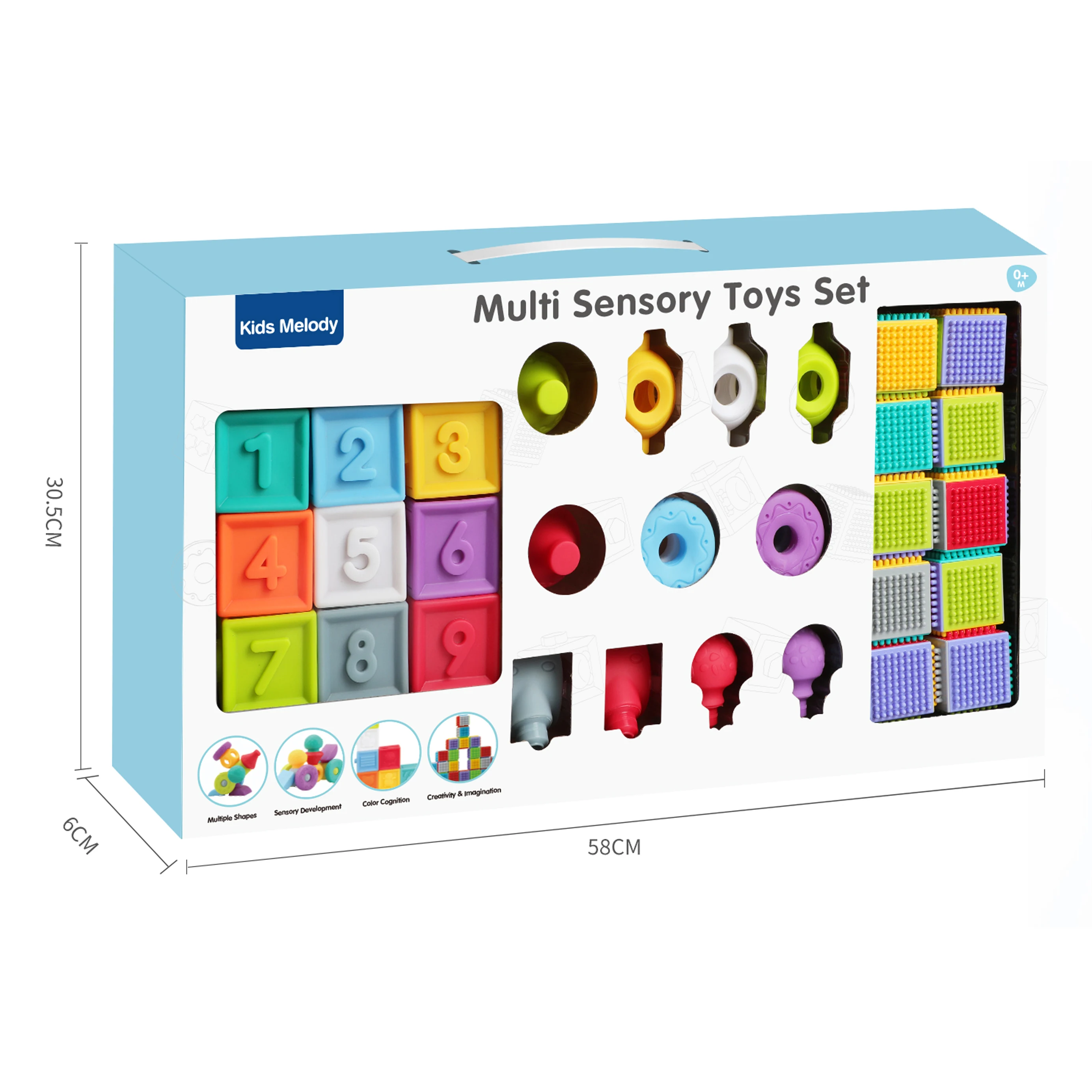 Hot Sale High Quality Baby Silicone Toys Set Multi Sensory Toy Set For Baby With Block Set 32PCS