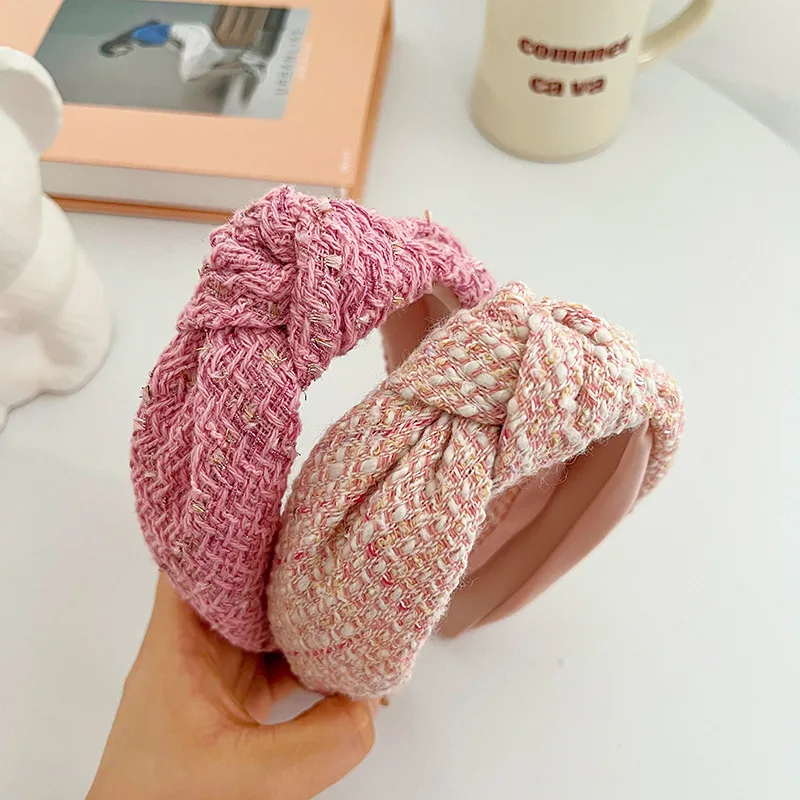 Pink Woolen Knot Classic Hair Accessories Fashion Retro Korean Headband Girl Hair Accessories