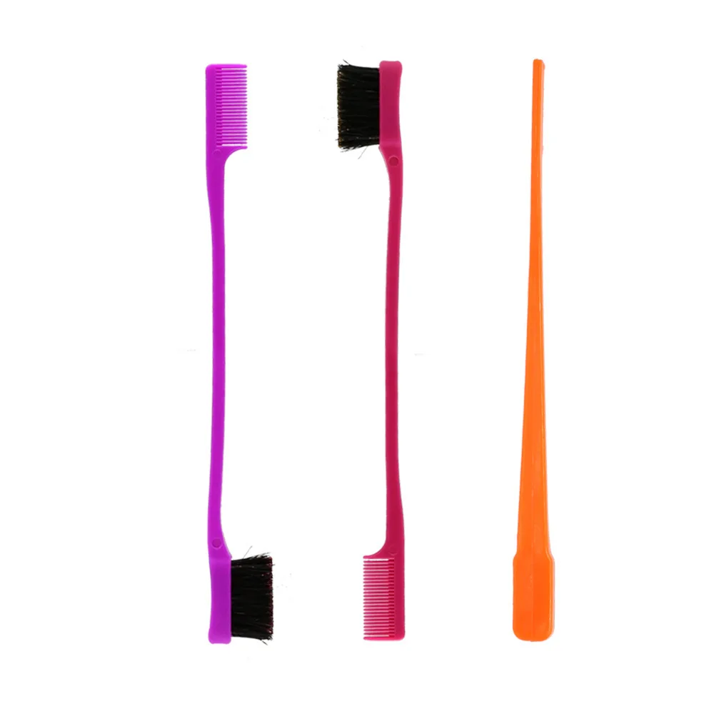 Wholesale customized multicolor hairdresser hairdressing tip tail brush double eyebrow comb hair style mini portable sideburn co