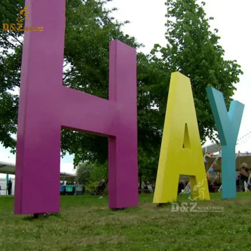 Simple modern stainless steel orange color letters custom make sculpture decor