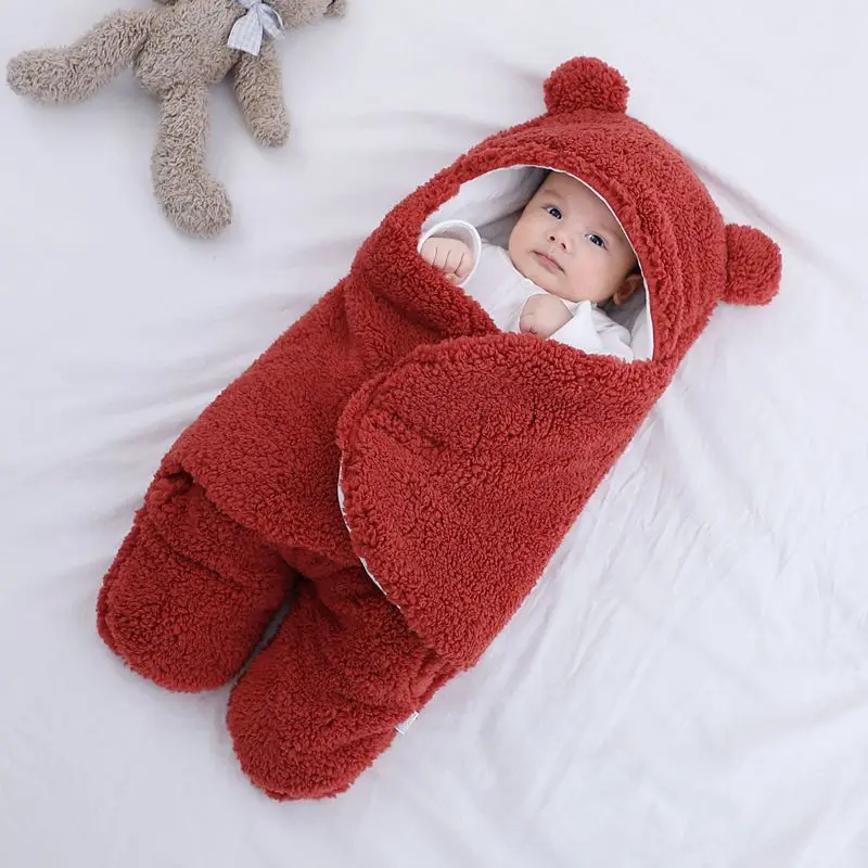 BSM547 Newborn Baby Blanket Autumn And Winter Soft Thick Berber Fleece Baby Sleeping Bag Babies Jumping Swaddle Infant Supplies