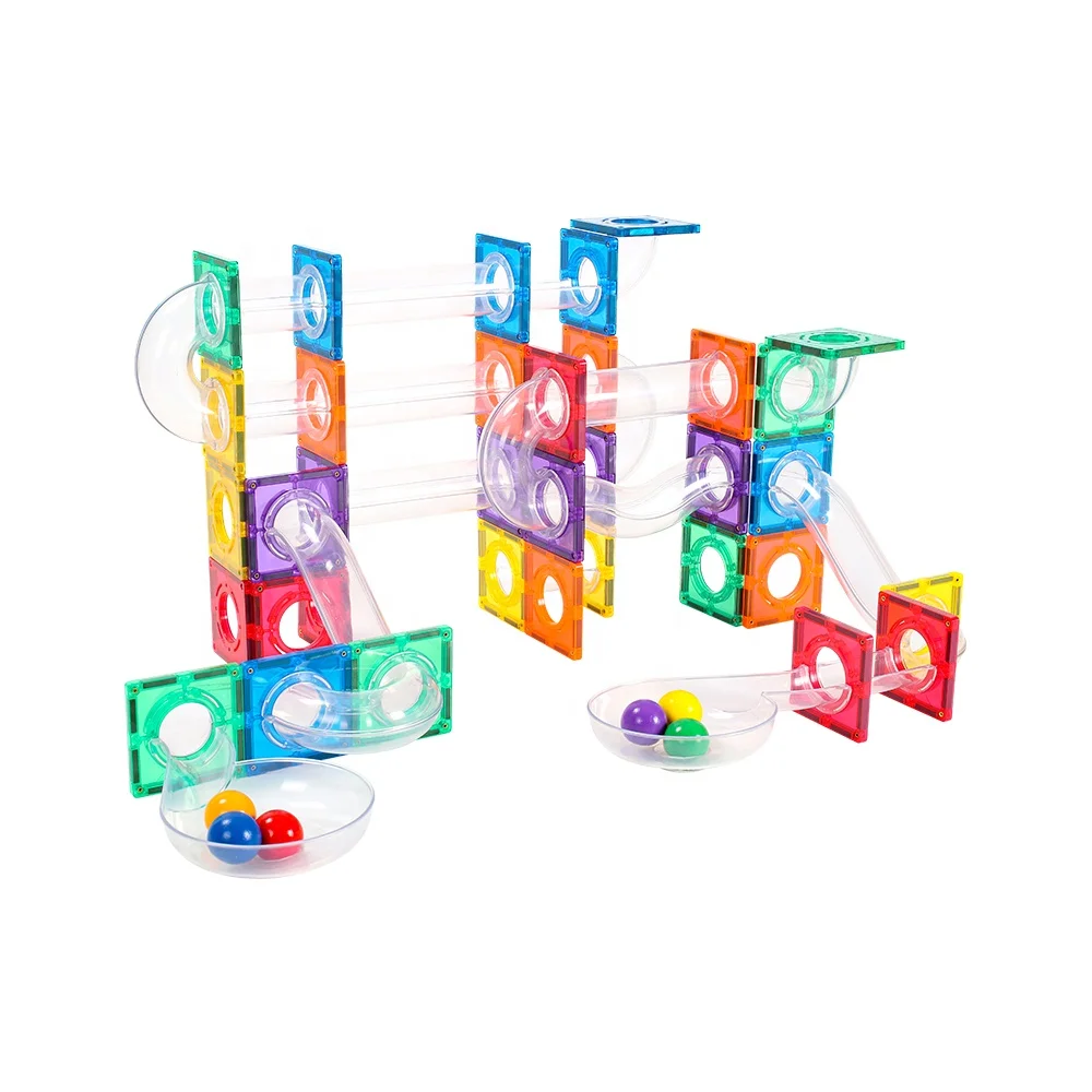 Wholesale BPA free marble run steam toys plastic magnetic tiles building kids games education toy