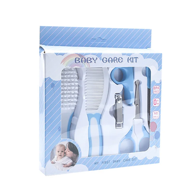New Design Baby Care Cleaning 6pcs Nursing Set Nail Scissors Set Baby Safety Comb Brush Gift Box Baby Grooming care Kit