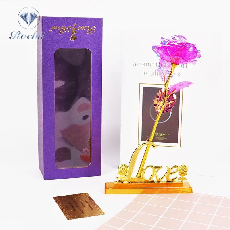 2022  new arrival 24k gold foil rose artificial flower Flip open window box galaxy roses valentines day gifts
