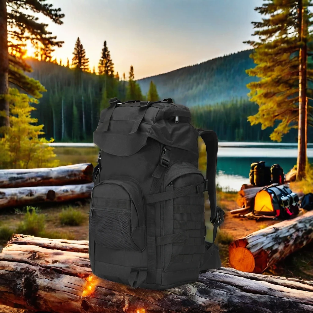 AYPPRO 50L Unisex Tactical Backpack Waterproof Zipper Trekking Fishing Hunting Camping Outdoor Molle Featuring Polyester Mesh