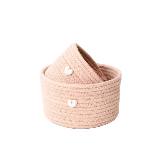 Hot Selling Hand made Soft Cotton Rope Wicker  Storage Basket  Baby Laundry Storage Basket