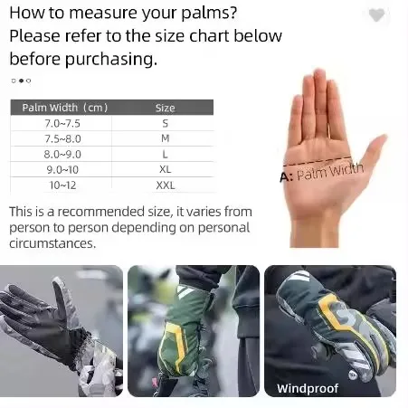 Men Winter Windproof Cycling Gloves MTB Road Bike Waterproof Warm Full Finger Bicycle Gloves Ski gloves