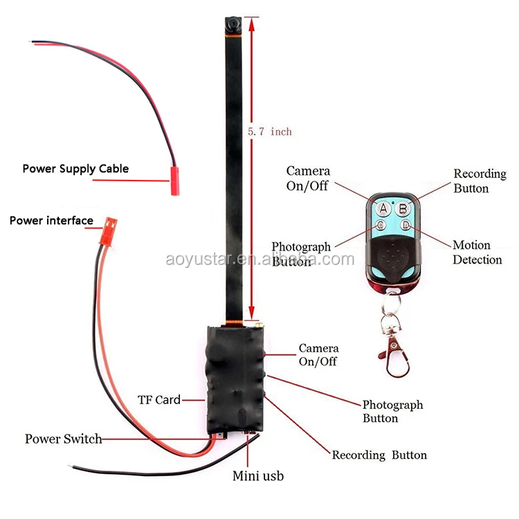 S01 Remote Control 1080P DIY Module Camera Spy Video recorder with 15CM lens  Support 32G