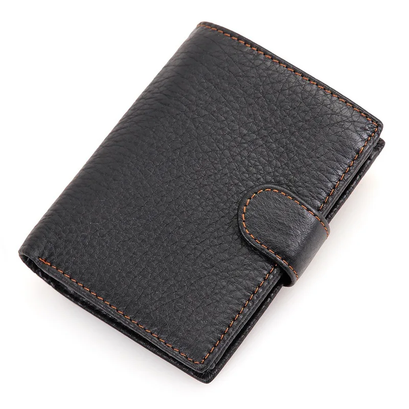 RFID Blocking Genuine Leather Brown Travel Wallet Card Cash Organizer for Men Leather Short Trifold Wallets