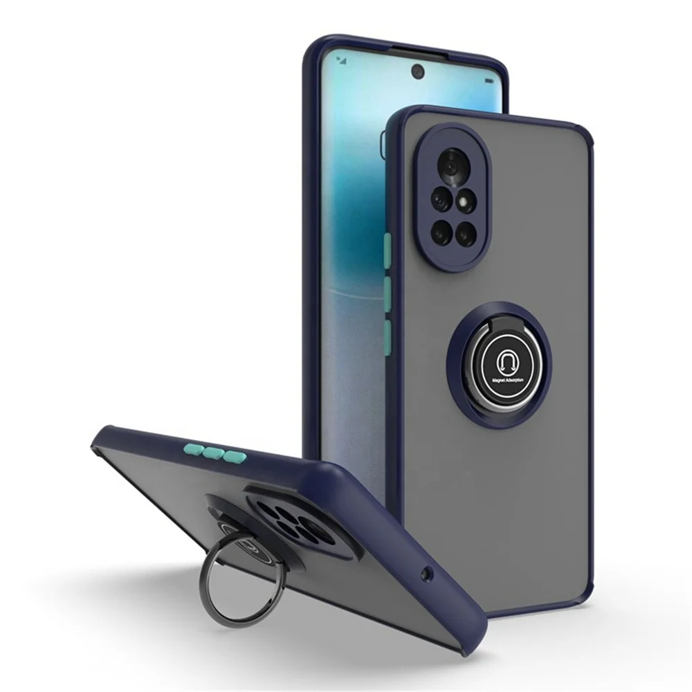 Phone Case 360 Ring Holder Frosted Translucent Hard PC TPU Frame Back Cover For Huawei P50 Pocket Honor 50 Lite Nova 8 9 8i P30