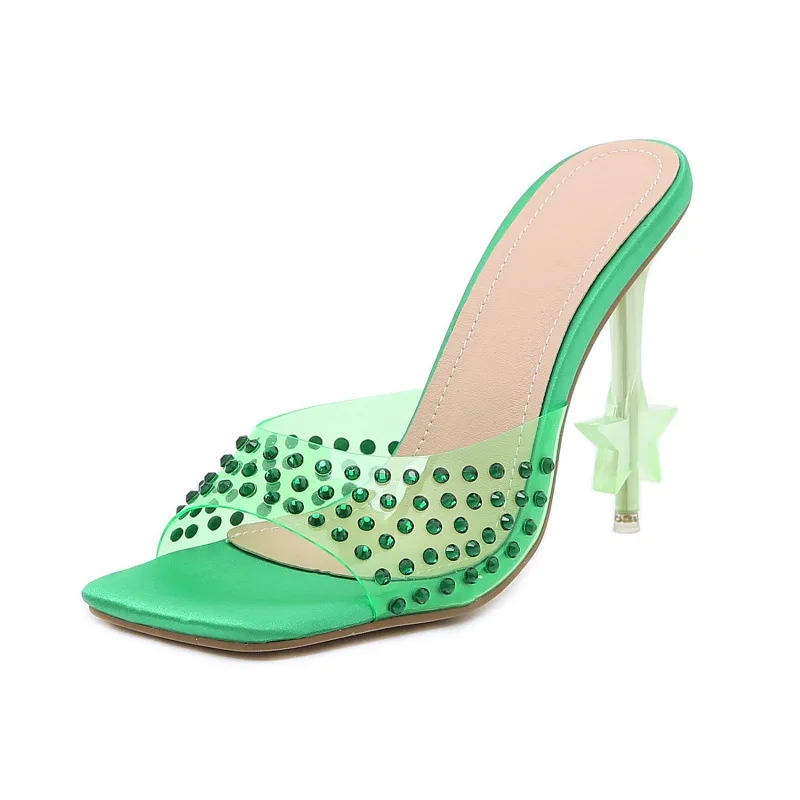xsd277  2022 new trends brand design clear jelly pvc slipper high heel shoes women