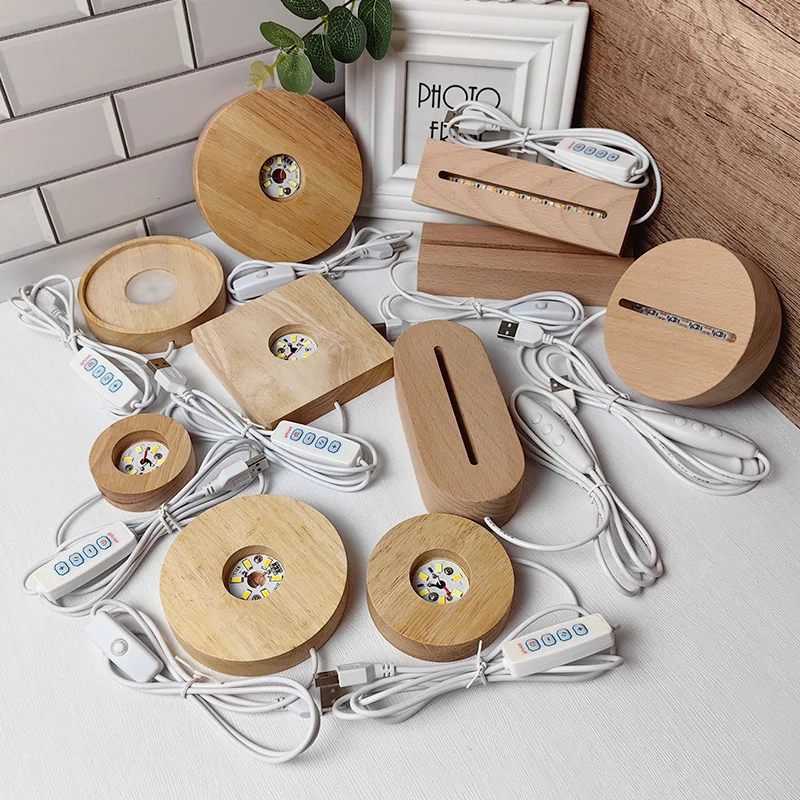 wooden base night light