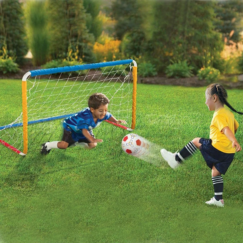 Iron Mini Football Goal With Ball And Pump For Kids Easy Score Soccer Set Game Outdoor Toys For Backyard Train
