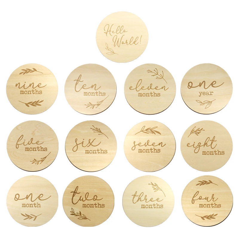 Tailai Wooden milestone photo cards Baby month milestones pregnancy journey milestone markers Basswood