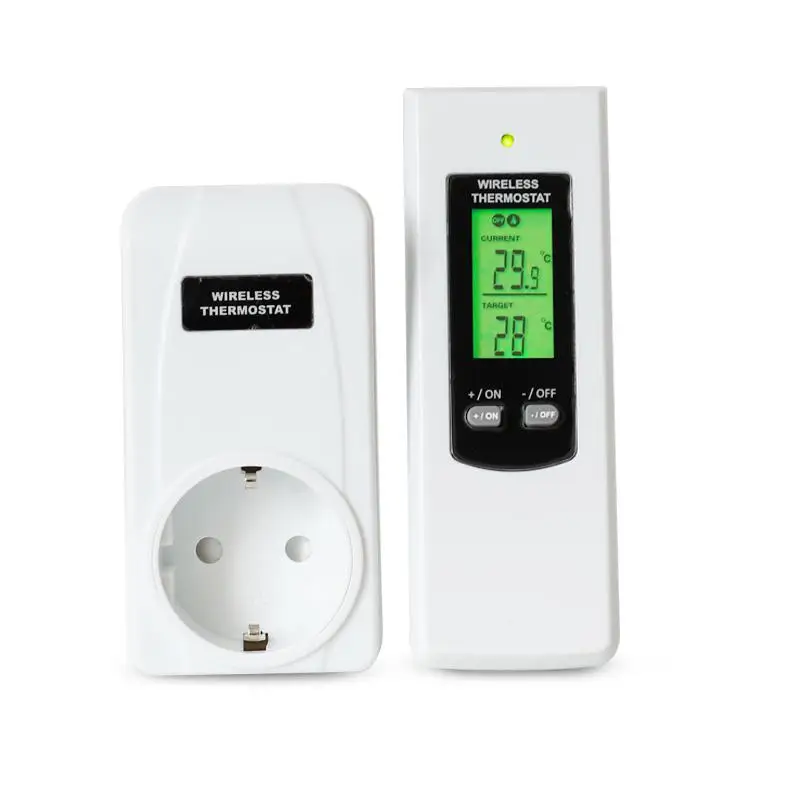 Automatic Wireless Thermostat RF EU/US/UK Plug Temperature Controller Socket LCD Display with Green Backlight Thermoregulator