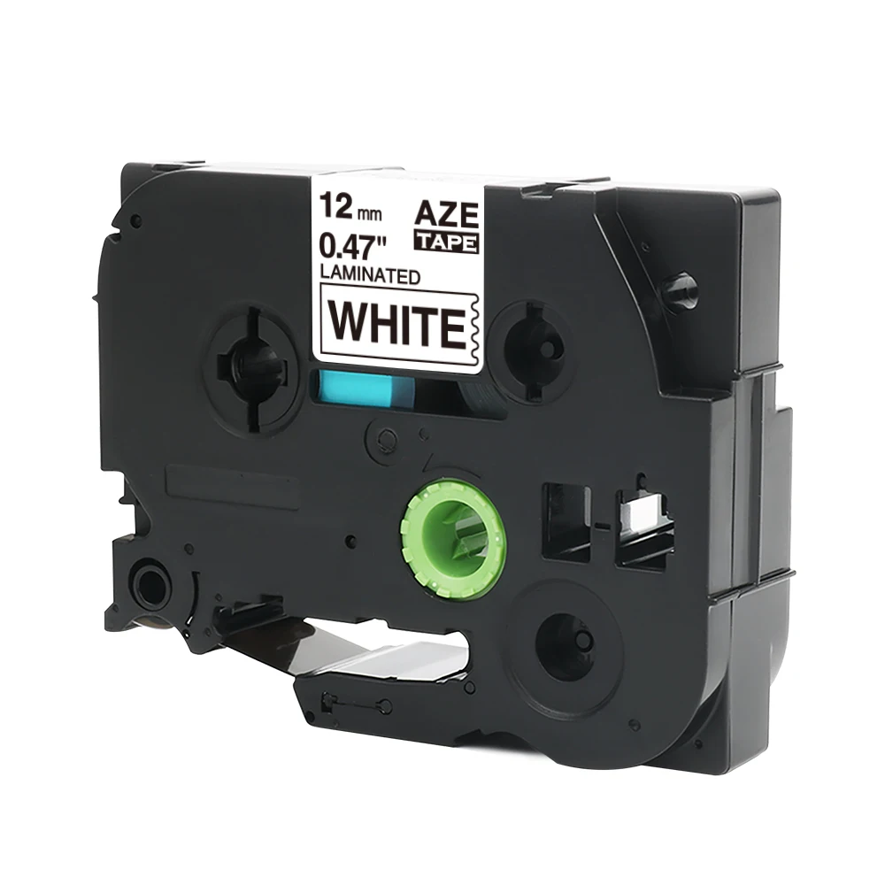 Aimo 12mm Compatible Tze Tz Laminated Label Tapes Black Text Black on White Aze-231 Labelling Tape