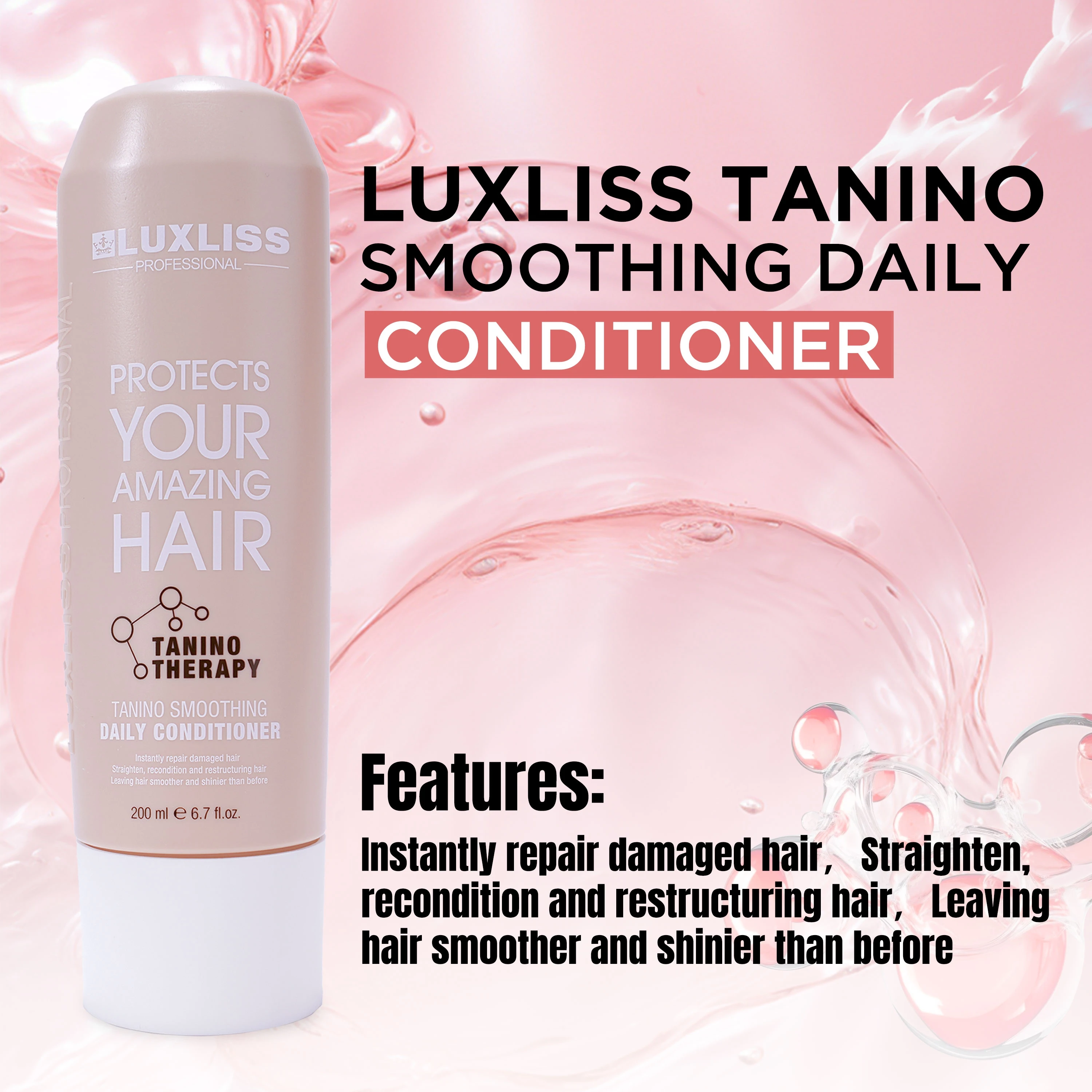 LUXLISS Natural Oil Tanino Hair Repair Conditioner Cream Private Label Nourishing Straight Hair Tannic Acid Smoothing Hair