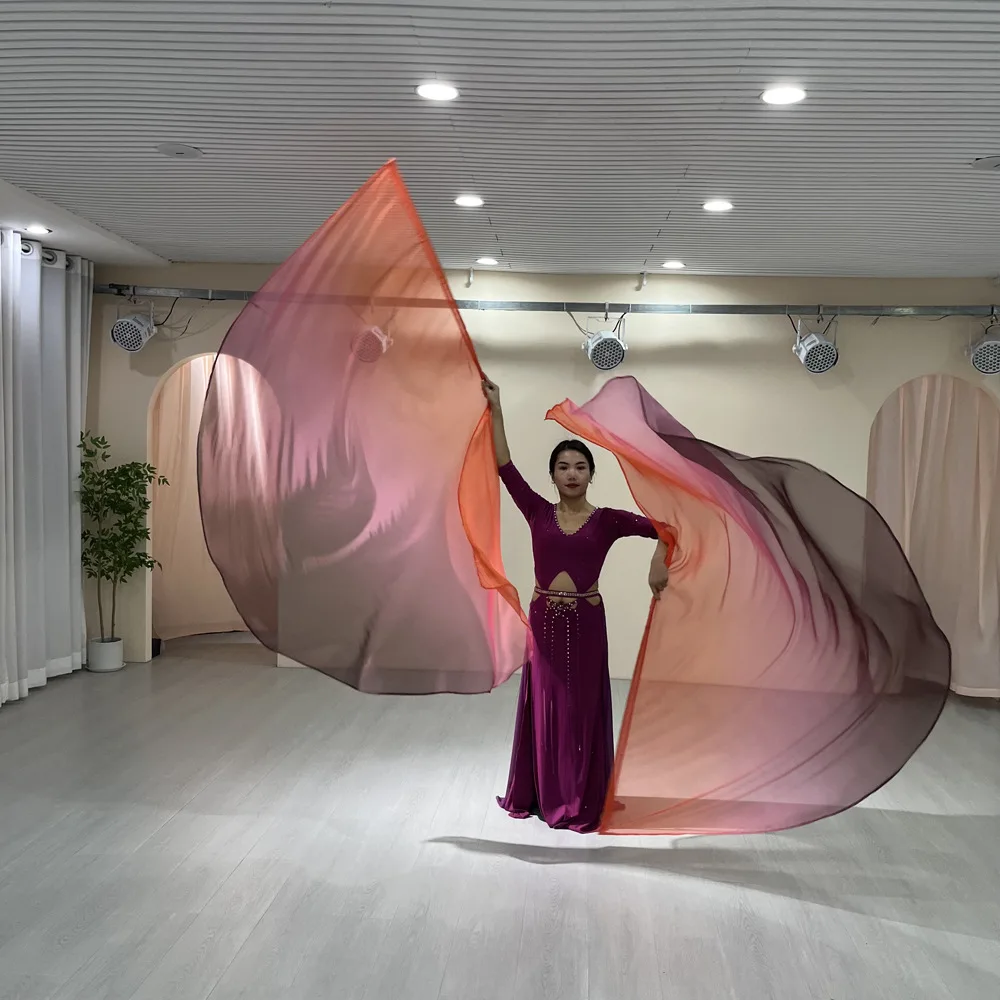 SHE DANCES 1.9Mx1.4M Gradient Color Green Orange Purple Worship Praise Dance Banner Flags for Christian Church Dance Props
