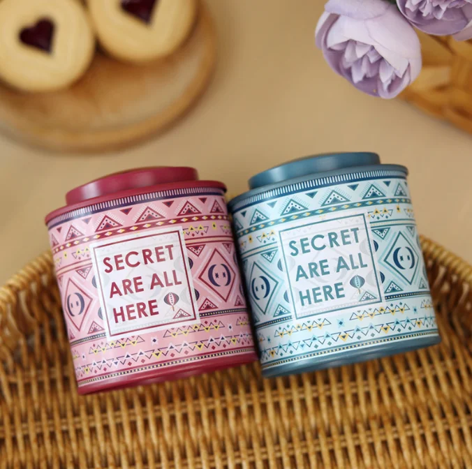 Tin for Loose Tea Metal Tea Canister 40g Round Tin Can with Lid for Tea Double Seal D67*h83mm