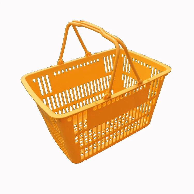 PP 28l Retail Two Handle Super Market Pink Shopping Hand Basket for Shopping