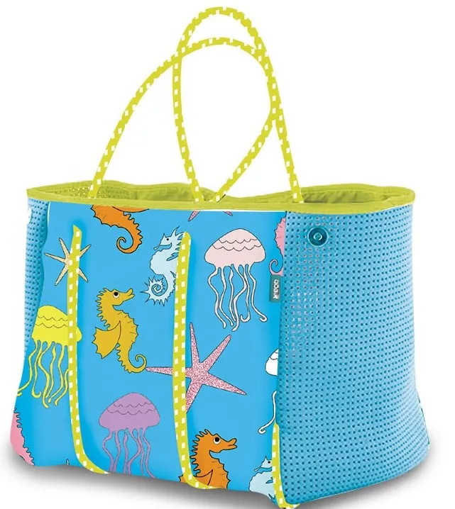 
2020 Summer New Design Neoprene Beach Bag Large Capacity Neoprene Perforated Neoprene Tote Bag 