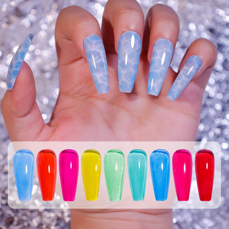 9 Colors Ice Penetration Soak off Gel Nail Polish Set for Nail Art Design Soak off UV Neon Nail Gel Polish Led Lamp UV Gel