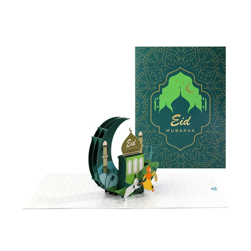 2023 Ramadan 3D eid mubarak card with envelope accept customize blank greeting card Thanksgiving Card