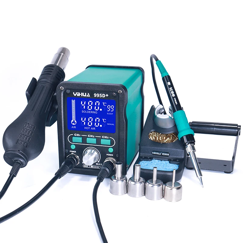 YIHUA 995D+ hot air gun soldering iron SMD mobile phone repair rework soldering station