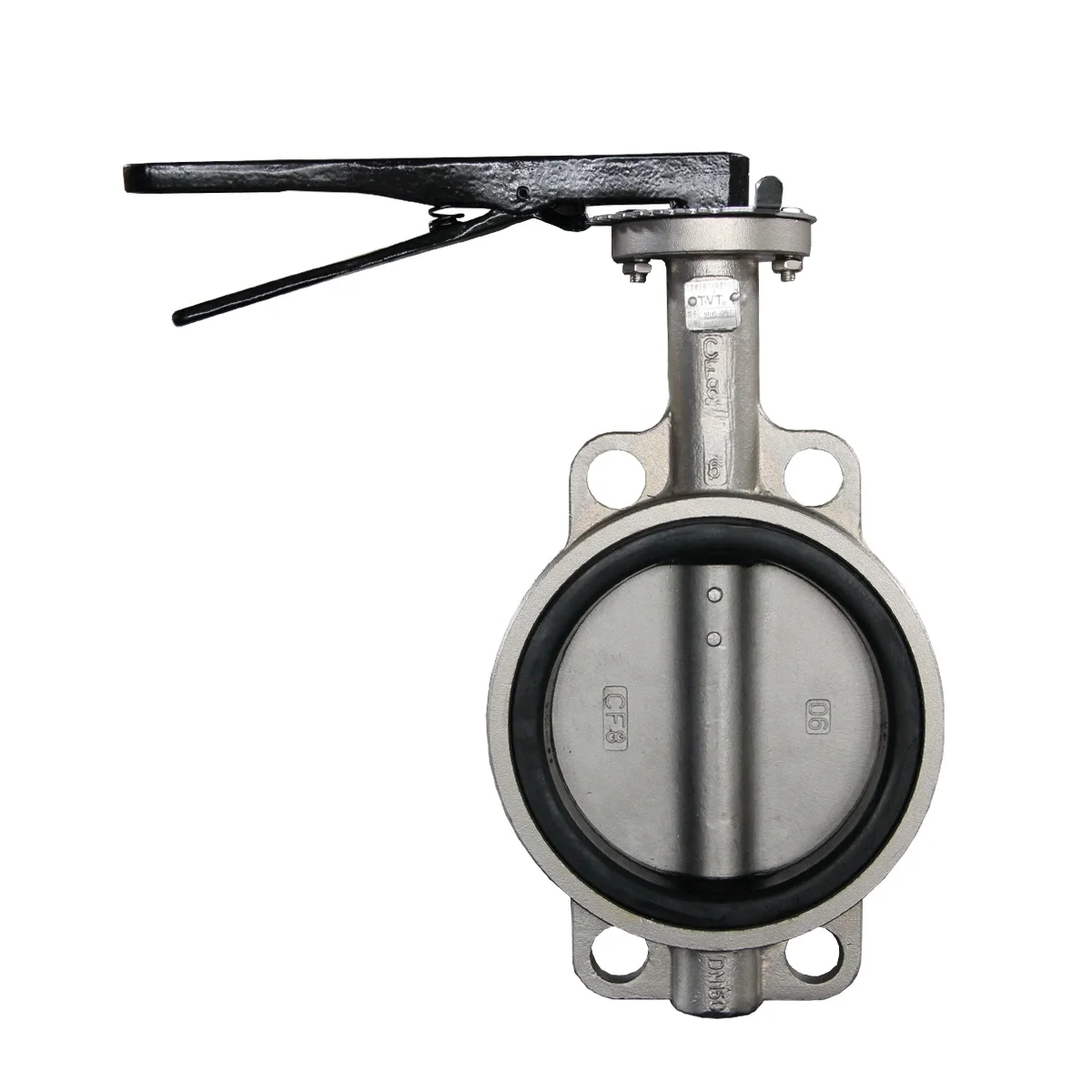Cast iron CF8 Plate Standard 10K 100 A handle manual operated DK wafer butterfly valve