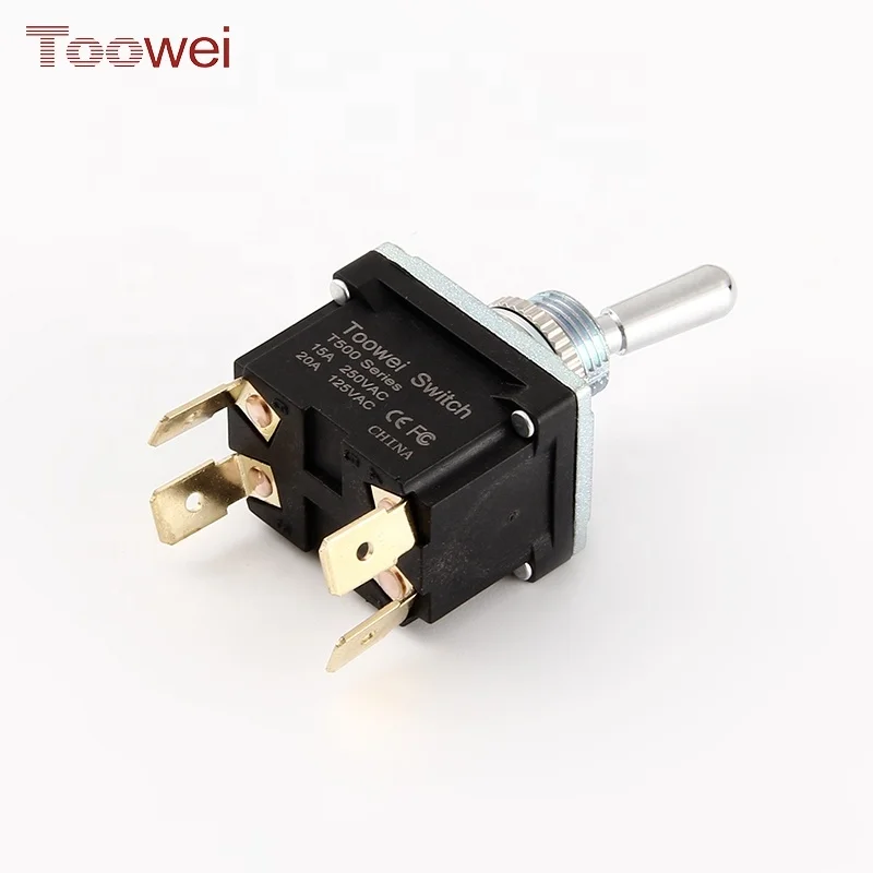 TOOWEI Self-locking Type Double Pole Single Throw Toggle Switch T502AT 15A 250V ON-OFF Tab Terminal