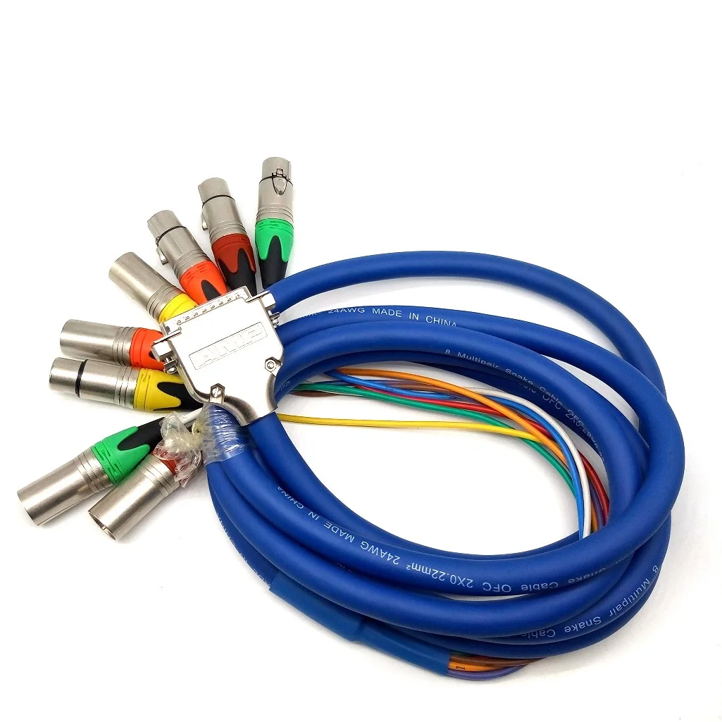 Кабель DB25 со штекером на 8x3 штырьков XLR 3 м