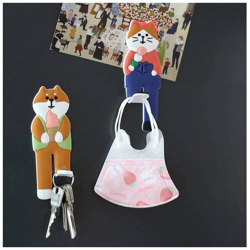 Korea Japanese cat refrigerator with magnet hook, cute and creative cartoon cat with tail hook
