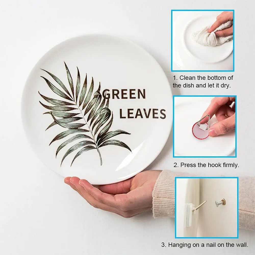 Set Of 20 2.2cm Disc Plate Hangers Picture Hanging Self Adhesive Stick on Hooks