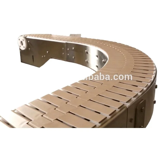 slat top chain conveyor used in plastic bottles