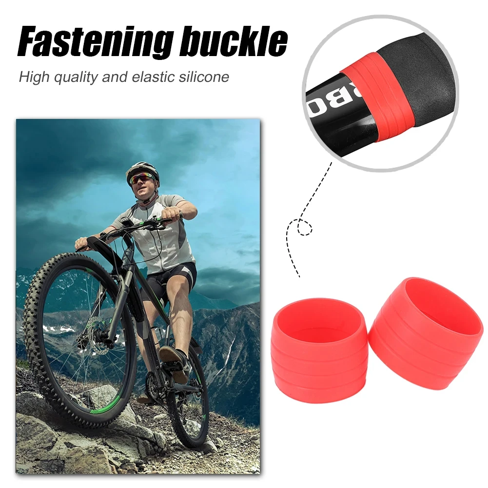 2pcs Silicone Bicycle Handlebar Tape Fixed Ring Road Bike Plugs Anti-Skip Rubber Waterproof Wear Resistant Bicycle Accessories