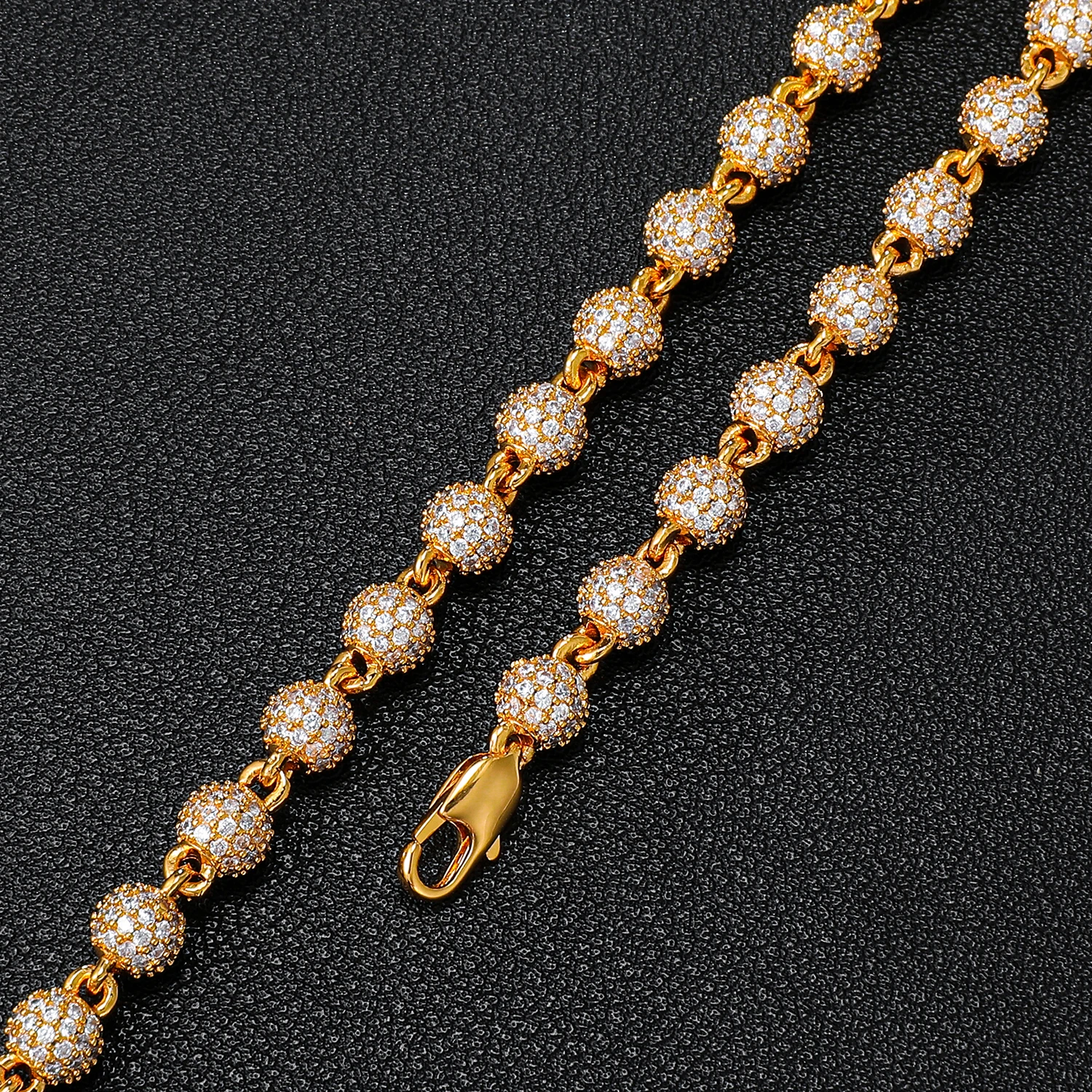 Fashion Jewelry Chain Necklace HipHop Style Real 14K 18K Solid Gold diamond bead Chain bracelet jewelry for men