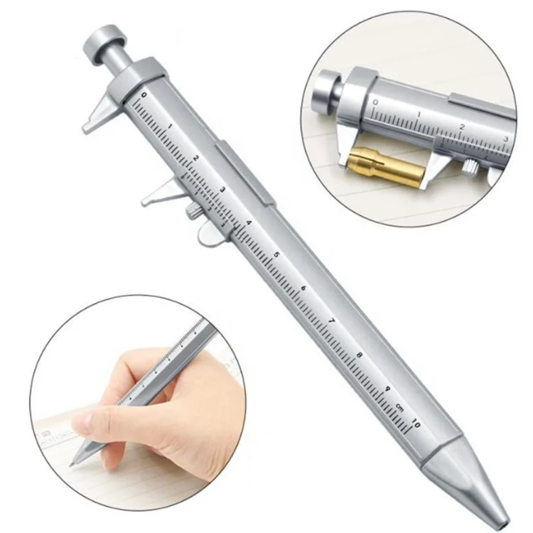 Multifunction smooth writing vernier caliper 2 in 1 plastic ballpoint pen creative stationery for office and promotion