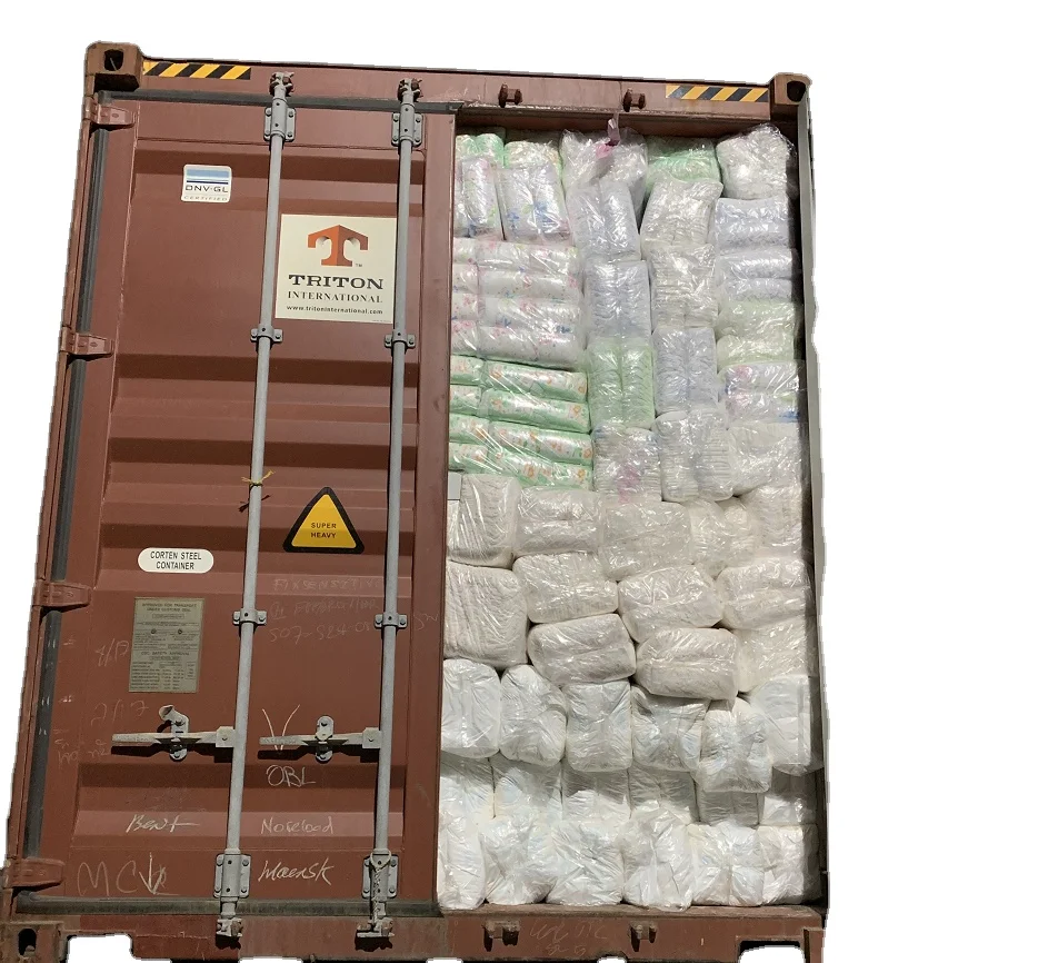 2022 TOP 1 Popular Baby Diaper Cheap Stocklot Baby Diapers in Bales Grade B Diapers